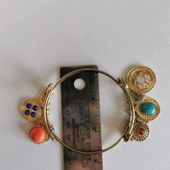 Graziano Gold Charm Bracelet Turquoise Orange Bangle - Picture 7 of 7